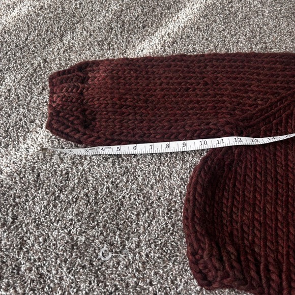 GOOD NIGHT DAY Chunky Knit Thick Mock Neck Cropped Sweater Boxy Brown Cozy XS - Picture 4 of 8